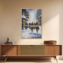 Cowboys Riding Into Town On Christmas, Western Christmas Decor, Framed Canvas Print, Christmas Outdoor Decor, Christmas poster