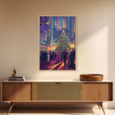 Elegant Christmas Ball Scene with Large Decorated Tree and Holiday Party, Perfect for Framed Canvas Print and Christmas Wall Art