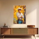 Cowboy with Autumn Foliage Canvas Print, Vibrant Fall Decor, Perfect Fall Wall Art, Seasonal Home Decor, Western Art, Framed Canvas Print