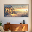 Christmas beach house decor, coastal holiday home art, seaside Christmas wall art, festive beach house print, framed canvas print