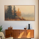 Leaves In Autumn, Framed Canvas Print, Watercolor Landscape Painting, Fall Centerpiece Wall Art