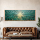 Boho Sunburst Canvas Print, Retro Vibes, Eclectic Wall Art, Large and Wide Horizontal Panoramic Framed Canvas, Minimalist Above Bed Decor