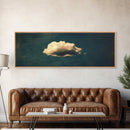 The Lonely Cloud - Framed Canvas Print - Vintage Moody Cloud Wall Art - Single Cloud In A Blue Sky - Vintage Above Bed Boho Art