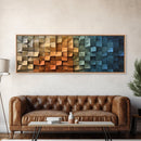 The Beach as Cubes - Framed Canvas Print - Abstract Geometric Patterns Wall Art