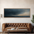 Framed Moody Wall Art, Panoramic Seascape On a Stormy Day - Dark Decor - Cloudy Sky Art - Above Bed Decor, Above Sofa Painting