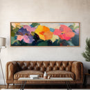 Abstract Flowers Panoramic Painting Print, Oil Painting Wood Framed Canvas Print, Boho Modern Art, Modern Farmhouse Decor