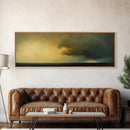 Storm On The Bay Framed Canvas Print, Dark and Moody Home Decor, Dark Art, Wood Framed Abstract Seascape Painting
