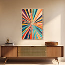 MCM Mid Century Modern Retro Canvas Print Modern Wall Art Narrow Vertical Geometric Home Decor Art in Teal, Coral Yellow