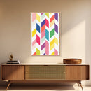 Mid-Century Modern Chevrons Framed Canvas Print Pastel Colors Modern Art Watercolor Painting Print Minimalist Art