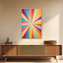 Quill Grey, Saffro Yellow, Rouge and Turquoise Mid Century Modern Wall Art, Star Burst Light Speed Tunnel, Boho Abstract Home Decor