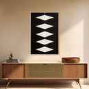 White Diamonds Geometric Aztec Terracota Canvas Print, Modern Farmhouse, Southwestern Art, Arizona Art, Black and White Wall Art