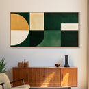 Geometric Patterns Mid-Century Modern Abstract Wall Art Canvas Print, Beautiful Emerald Green Wall Art