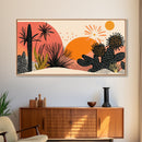 Trendy Desert Abstract Painting Print, Wood Framed Wall Art, Sagauro Cactus Wall Art, Pueblo Abstract Home Decor, Southwestern Art