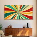 Large Colorful Abstract Print Painting With Yellow, Turquoise and Red Streaks, MCM Style Decor, 1950s Style Atomic Age Art