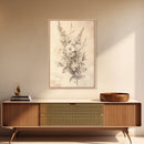 Floral Canvas Print, Pencil Sketch of a Flower Bouquet, Wedding Decor, Wedding Gift Idea, Engagement Gift, Mother's Day Gift For Her