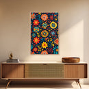 Mexican Tile Pattern Wall Art, Framed Canvas Print, Chicano Wall Art, Mexicano Wall Art, Textile Inspired Wall Decor