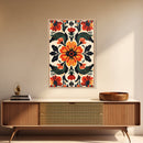 Floral Pattern Canvas Print, Mid-Century Modern Style Abstract Art, Botanical Print, Modern Flower Art Print