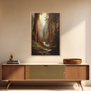 Fantasy Forest Painting Print, Majestic Redwood Trees of Ancient California Fantasy Art, California home Decor, Redwood Trees Painting