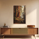 The Redwoods of California, Ancient California Canvas Print, Fantasy Decor, California Wall Art, Tall Redwood Trees Painting