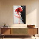 Abstract Red Rose Painting Canvas Print, Vintage Inspired Flower Print, Vintage French Country Art, Duality Art, Statement Piece, Center Piece Art