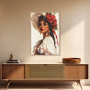 Latina Art Print on Canvas, Maximalist Wall Art, Latino Wall Art, Eclectic Home Decor, Chicano Painting, Mexicano Wall Art, Pueblo Style Art