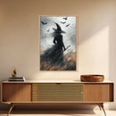 Witch Painting Print, Spooky Season Witchy Wall Art, Framed Canvas Print, Gothic Home Decor, Goth Decor, Witch Wall Art, Halloween Decor