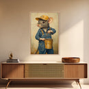 Rats with Jobs, Framed Canvas Print, Rat Painting, The Rat Painter, Cute Rat Home Decor, Rat Handyman