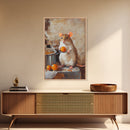 Rats with Jobs, Framed Canvas Print, Rat Painting, The Rat Chef, Cute Rat Home Decor, Rat Cooking Stew