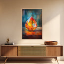 Gemstone Painting Print, Framed Canvas Print, Gemstones Wall Art, Precious Stone Painting, Red Gem, Ruby Painting, Antique Minerals Decor