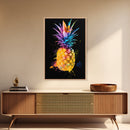 Retro Pineapple Painting Print, Framed Canvas Print, Kitchen or Dining Room Wall Art, Retro Home Decor, Pineapple Painting