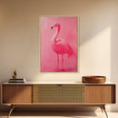 Preppy Pink Flamingo Painting Print, Trendy Wall Art, Animal Print, Framed Canvas Print, Wood Framed Art, Dorm Decor, Apartment Art