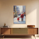 Santa in the Town Square, Framed Cavnas Print, Christmas Decor, Christmas Wall Art, Rustic Wall Art, Retro Christmas Wall Art
