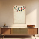 Drawing of Retro Christmas Lights Canvas Print - Framed Canvas - Minimalist Christmas Art - Boho Christmas Art - Rustic Christmas Art