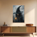 Gothic Oil Painting Print of a Witch Holding a Candle, Gothic Dark Academia Wall Art, Halloween Decor, Goth Gift Idea