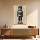 Vintage Nutcracker Canvas Print - Framed Canvas - Minimalist Christmas Art - Boho Christmas Art - Rustic Christmas Art