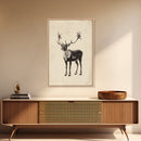 Reindeer Canvas Print - Framed Canvas - Minimalist Christmas Art - Boho Christmas Art - Rustic Christmas Art