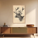 Christmas Reindeer Canvas Print - Framed Canvas - Minimalist Christmas Art - Boho Christmas Art - Rustic Christmas Art