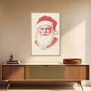Reto Santa Portrait Canvas Print - Framed Canvas - Minimalist Christmas Art - Boho Christmas Art - Rustic Christmas Art - Santa Painting