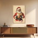 Santa Reading His List Canvas Print - Framed Canvas - Minimalist Christmas Art - Boho Christmas Art - Rustic Christmas Art
