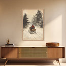 Christmas Sleigh Ride Canvas Print - Framed Canvas - Minimalist Christmas Art - Boho Christmas Art - Rustic Christmas Art