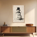 Christmas Snowman Sketch Canvas Print - Framed Canvas - Minimalist Christmas Art - Boho Christmas Art - Rustic Christmas Art