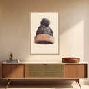 Christmas Beanie Hat Canvas Print - Framed Canvas - Minimalist Christmas Art - Boho Christmas Art - Rustic Christmas Art