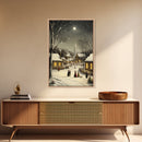 Huge Christmas Tree In The Town Square, Christmas Village Wall Art, Framed Canvas Print, Christmas Canvas Art