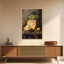 Vintage Still Life of Cheese Canvas Print, Retro Kitchen Wall Art, Cheese Painting, Dining Room Wall Art