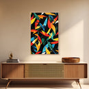 Fall Leaves Abstract Art Print, Wood Framed Art, Retro Mid-Century Modern Botanical Pattern Wall Art Print, 1950s Style Home Decor