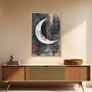 Wabi Sabi Crescent Moon Canvas Print - Moon Painting Wall Art - Moon Wall Art - Japanese Style Art - Japanese Style Decor