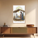 Retro Nativity Painting Print, Christmas Wall Art, Jesus in his Manger, Nativity Wall Art, Rustic Christmas Decor