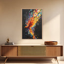Rainbow Phoenix In Flames, Retribution, Framed Canvas Print, The Phoenix, Framed Wall Art, Original Painting Phoenix