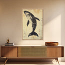 Large Minimalist Whale Wall Art Canvas Print, Animal Acrylic Style painting Framed Modern Wall Art FOr Living Room, Bedroom Decor
