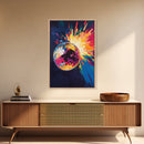 Trendy Disco Ball Poster Canvas Print, Wood Framed Canvas Print, Mirrorball Painting, Disco Ball Wall Art, Disco Decor, Dance Studio Decor